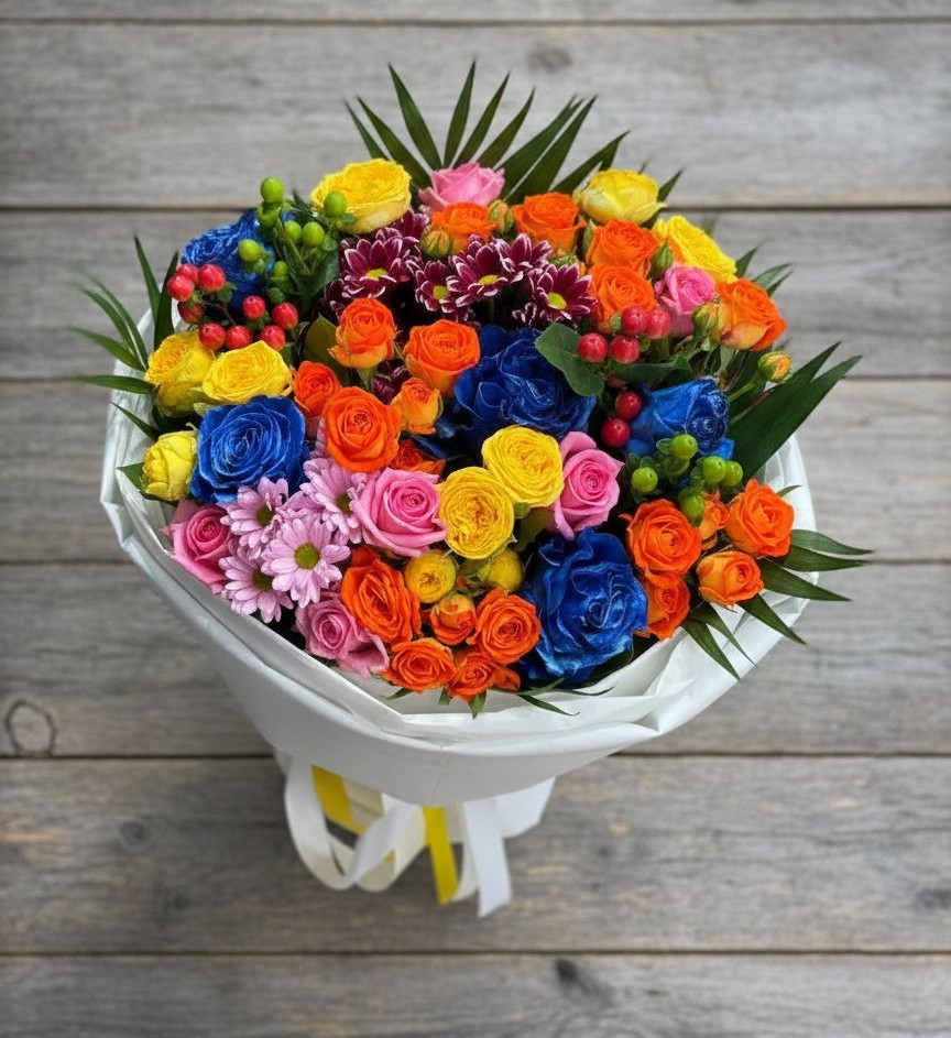 Букет цветов из: Розы и Хризантемы в Ладушкине