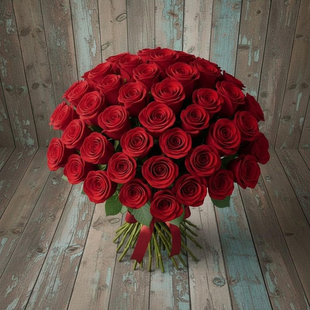 Букет 55 Красных роз Фридом в Ладушкине