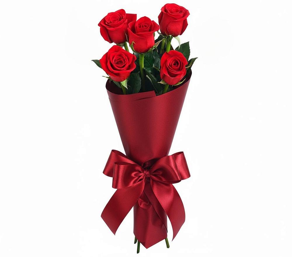 Букет 5 Красных роз Эдлесс Лав в Ладушкине