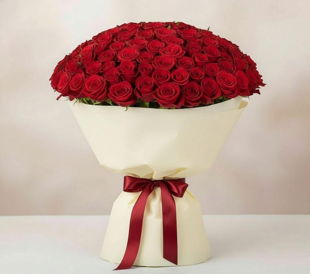 Букет 101 Красная роза Милано в Ладушкине
