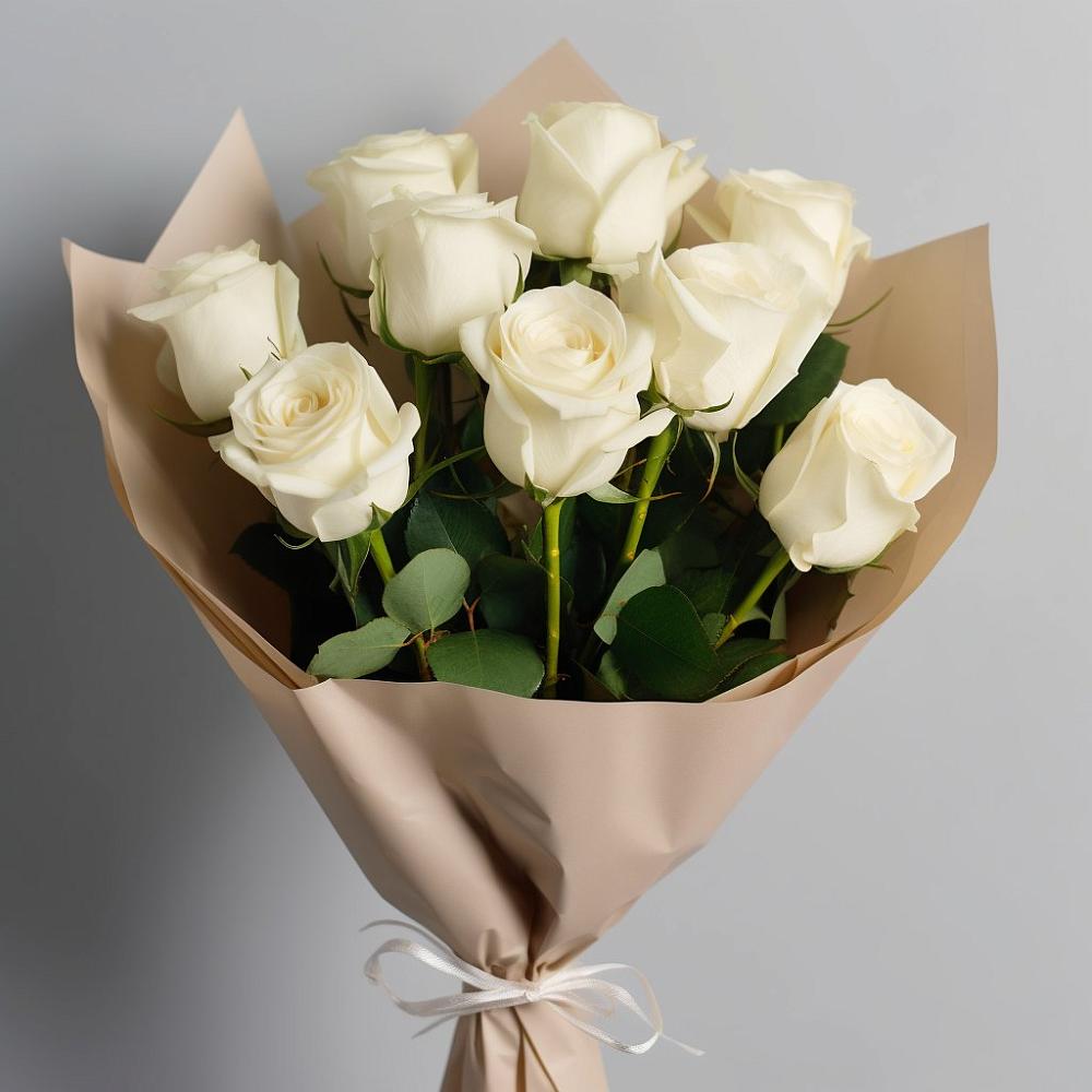 Букет 9 Белых роз Эдлесс Лав в Ладушкине
