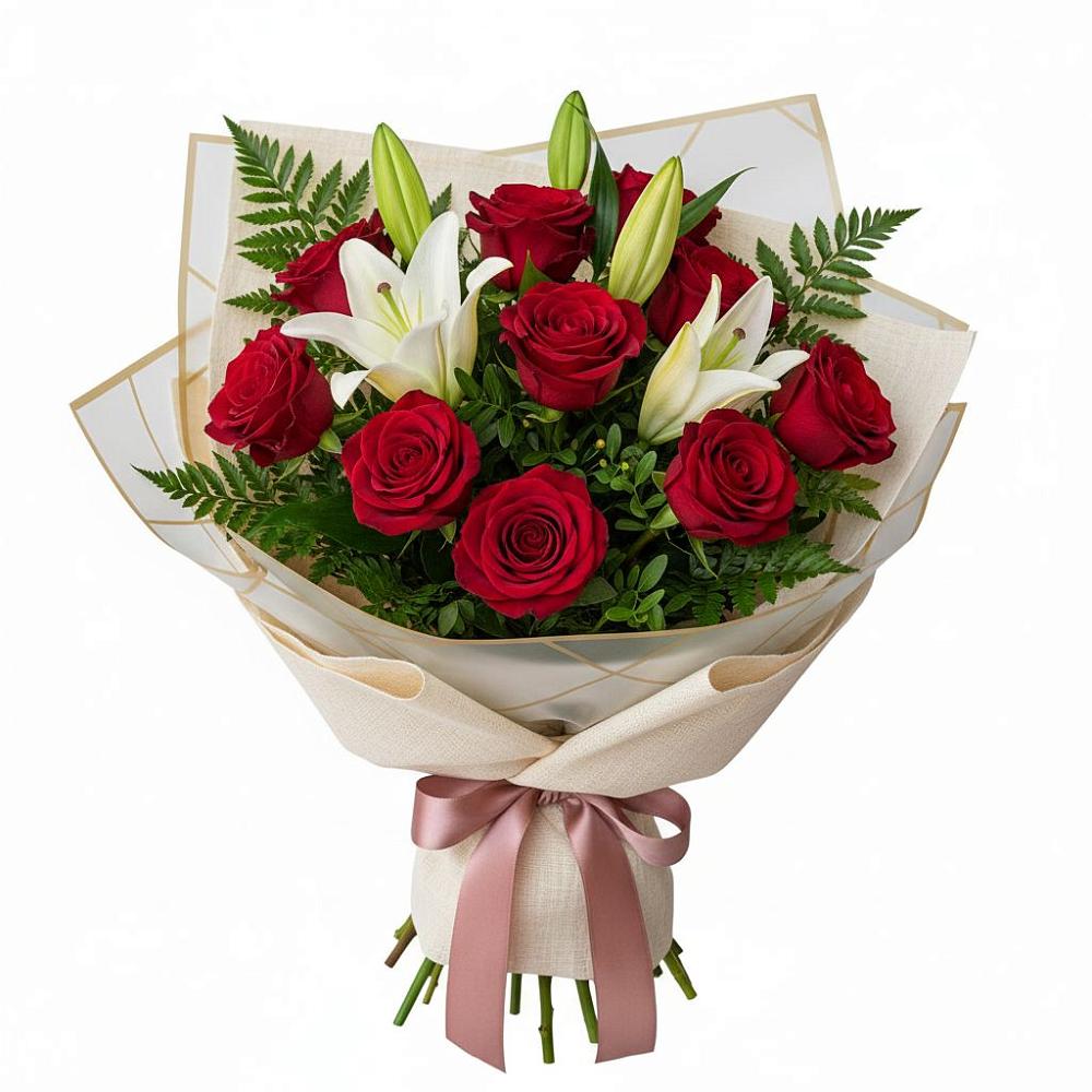 Букет цветов из: Лилии и Розы в Ладушкине