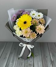 Букет цветов из:  Розы, Герберы и Хризантемы в Ладушкине
