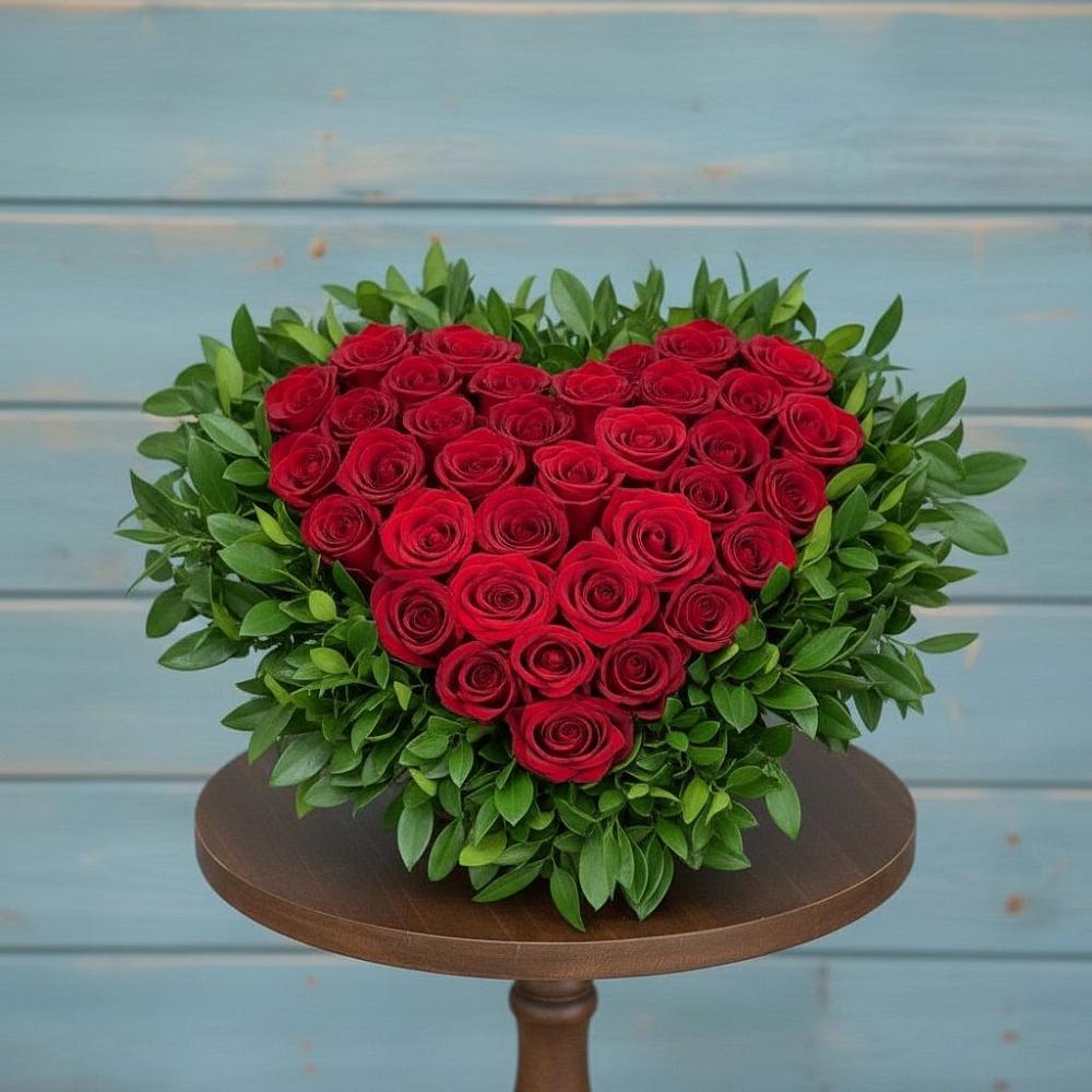 Цветочная композиция из Розы в виде сердца в Ладушкине