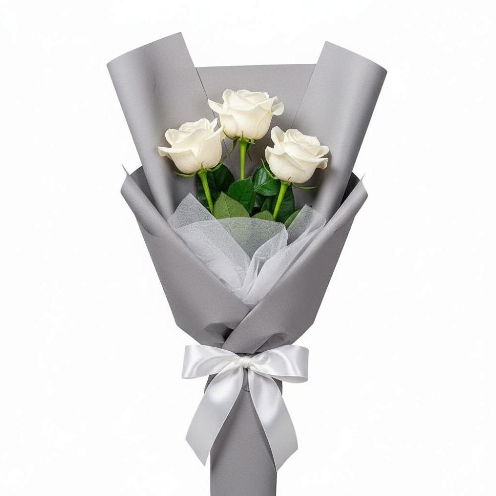 Букет 3 белые розы в Ладушкине