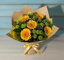 Букет цветов из:  Герберы и Хризантемы в Ладушкине