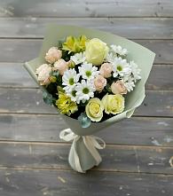 Букет цветов из:  Альстромерии, Розы и Хризантемы в Ладушкине