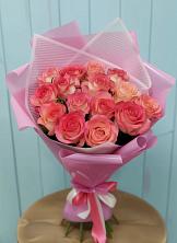 Букет 15 Розовых роз Равель в Ладушкине