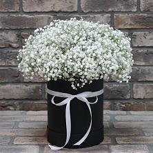 Цветочная композиция из Гипсофила в шляпной коробке в Ладушкине